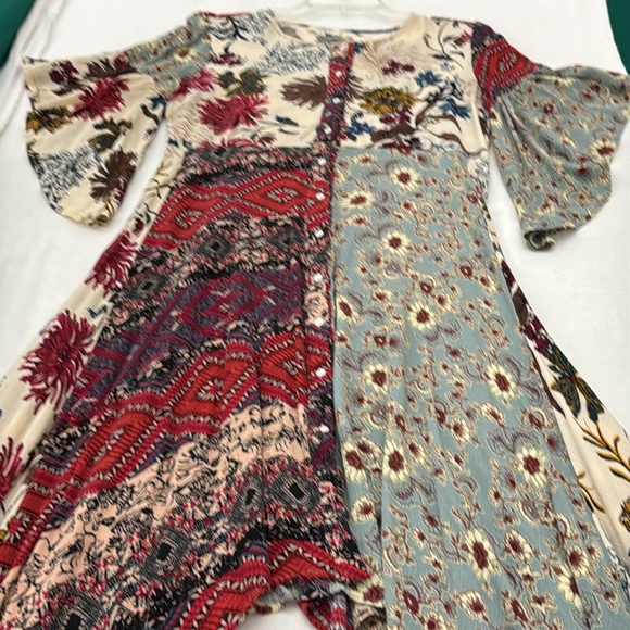 UmGee Floral Patchwork button down Dress with hippy style asymmetrical hem (mlb) - Picture 3 of 5